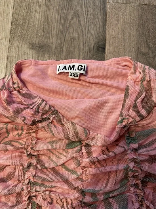 I.AM.GIA Pink Ruched Animal-Print Mini Skirt - Picture 2 of 4